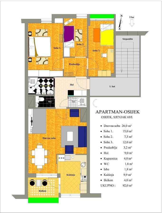 Apartman Осиек Екстериор снимка